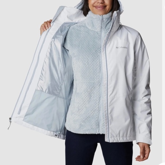 NWT Columbia Gulfport Fleece Interchange Jacket Omni-Tech White L AdjustableCuff